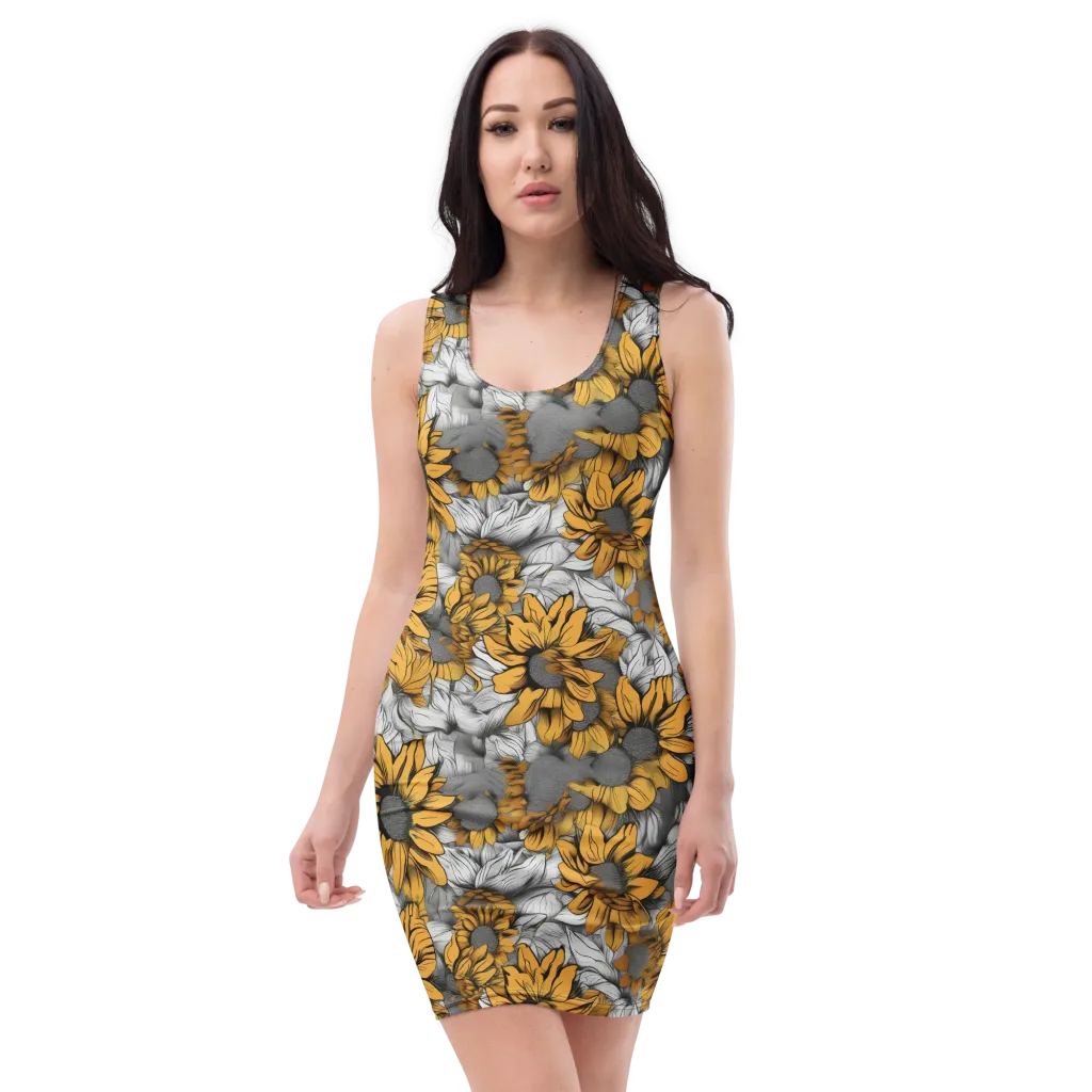Gilded Garden on Bodycon Dress — Front