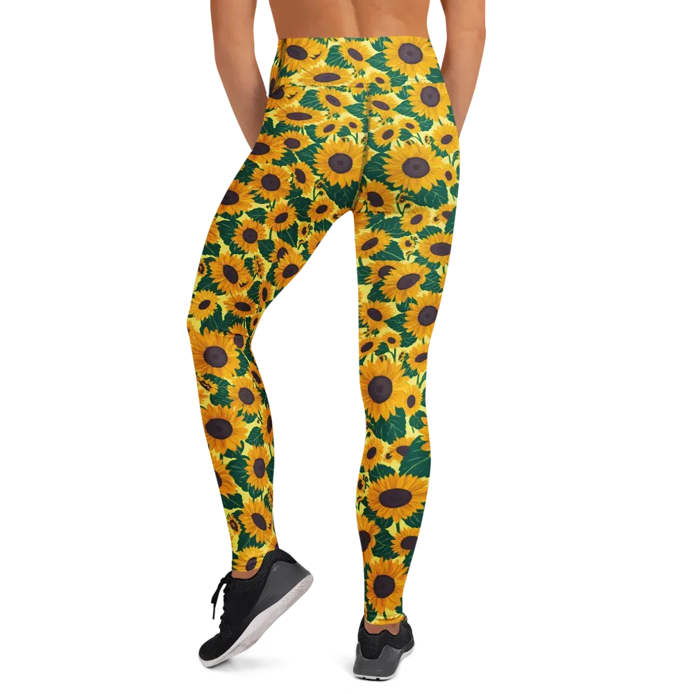 Sunlit Sunflower on Yoga Leggings — Back