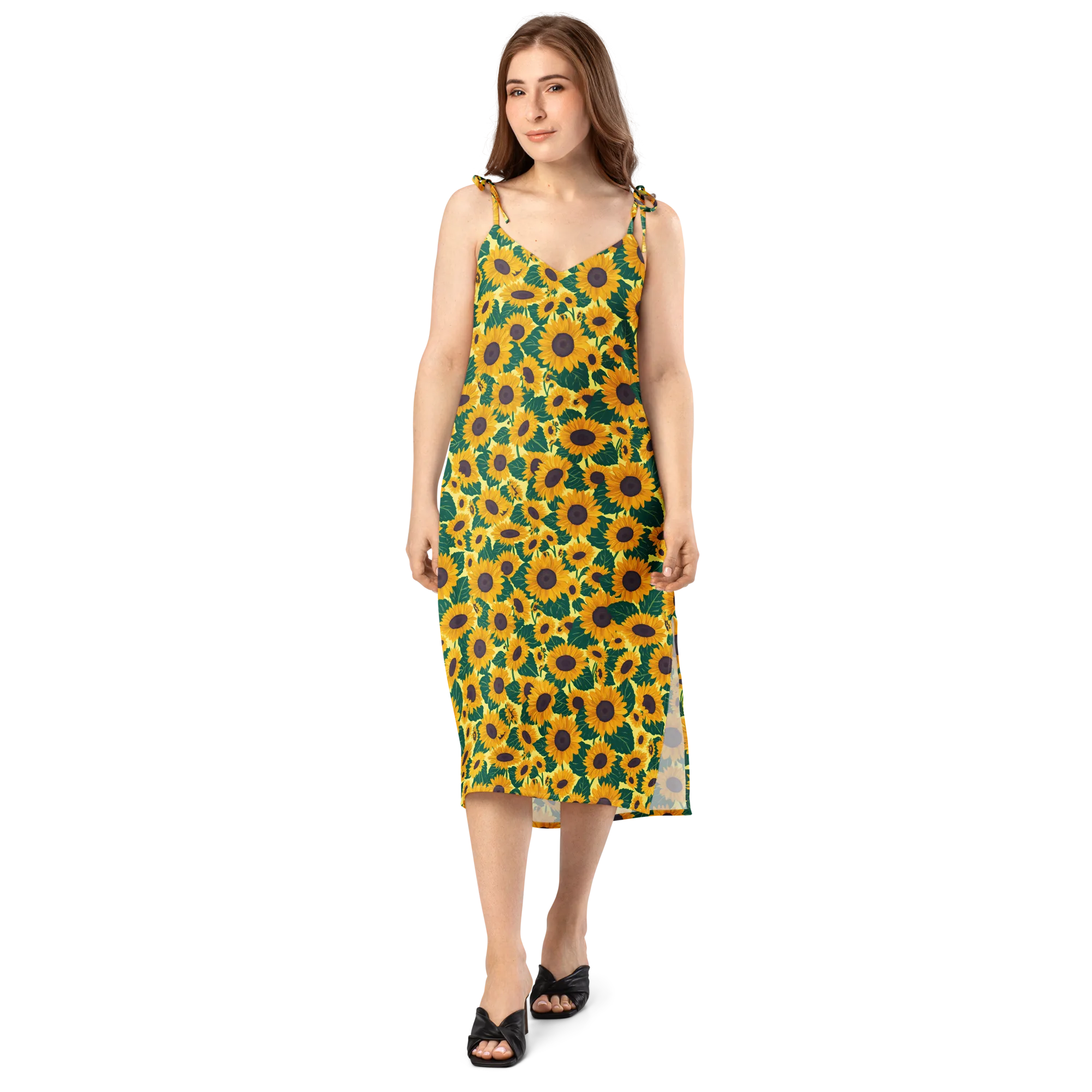 Sunlit Sunflower on Slip Dress — Front
