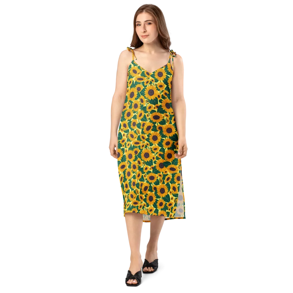 Sunlit Sunflower on Slip Dress — Front
