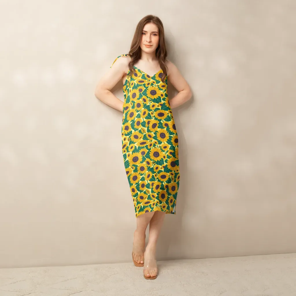 Sunlit Sunflower on Slip Dress — Back print