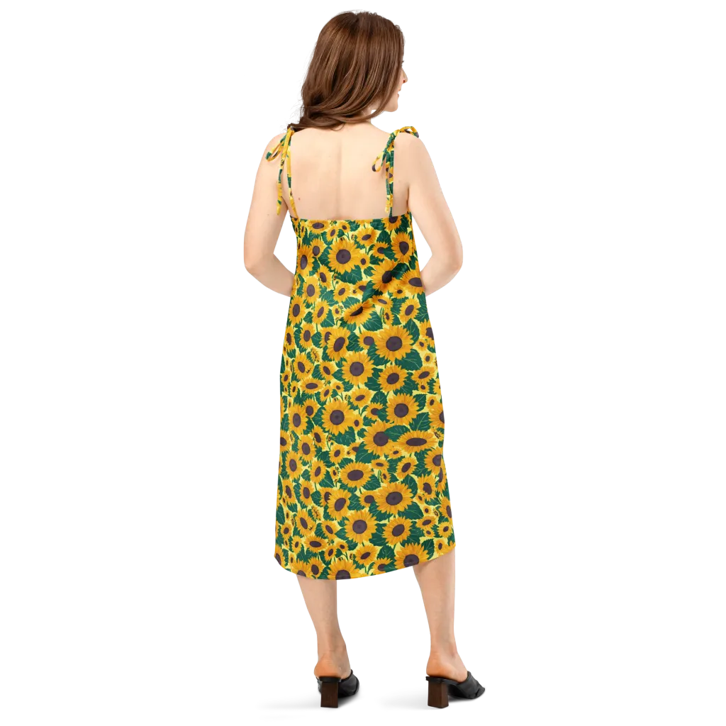 Sunlit Sunflower on Slip Dress — Back
