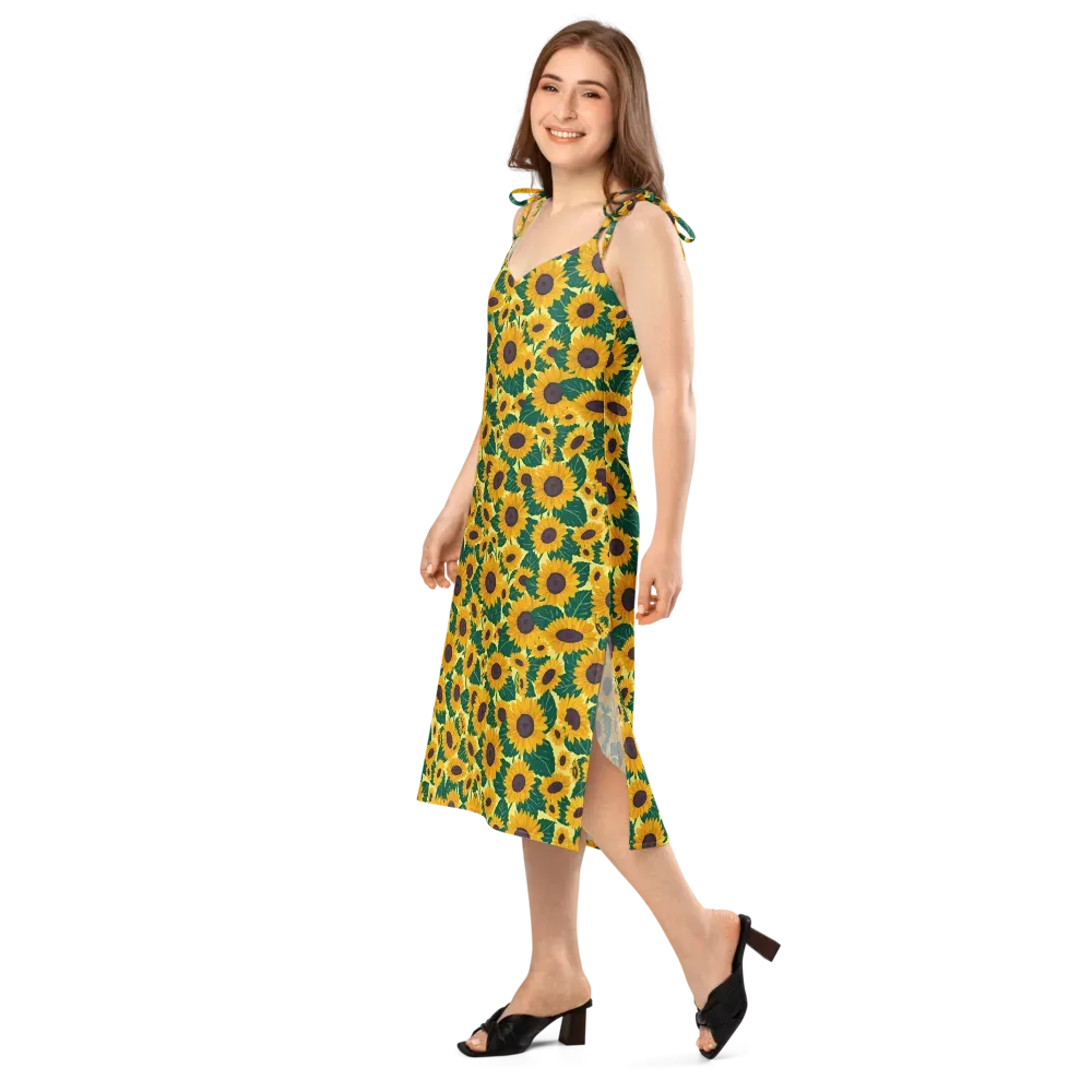 Sunlit Sunflower on Slip Dress — Left Front