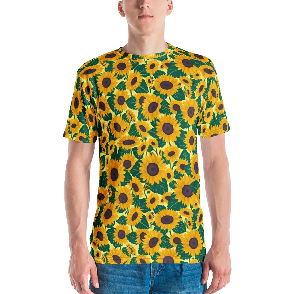 Sunlit Sunflower on Men's Crew Neck T-Shirt — Front