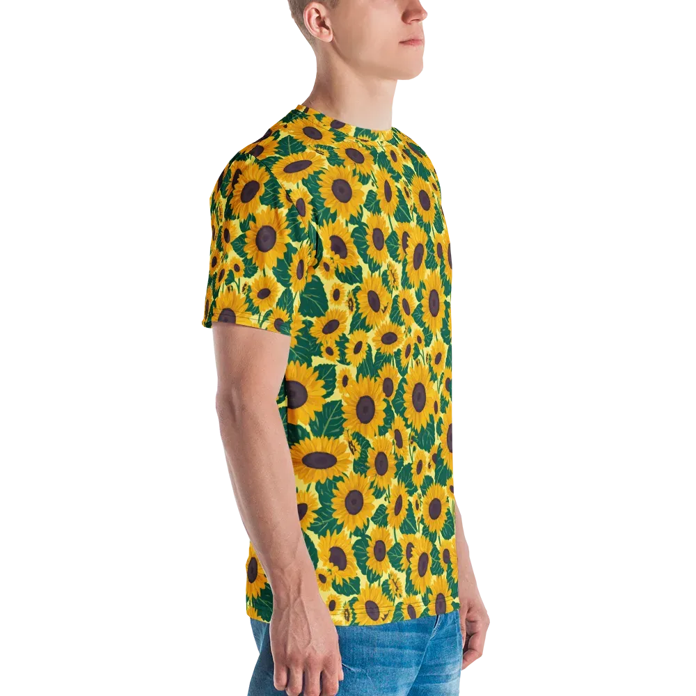 Sunlit Sunflower on Men's Crew Neck T-Shirt — Right