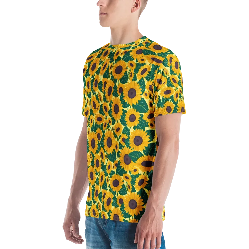 Sunlit Sunflower on Men's Crew Neck T-Shirt — Left