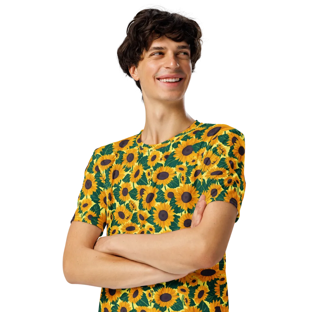 Sunlit Sunflower on Men's Crew Neck T-Shirt — Front print