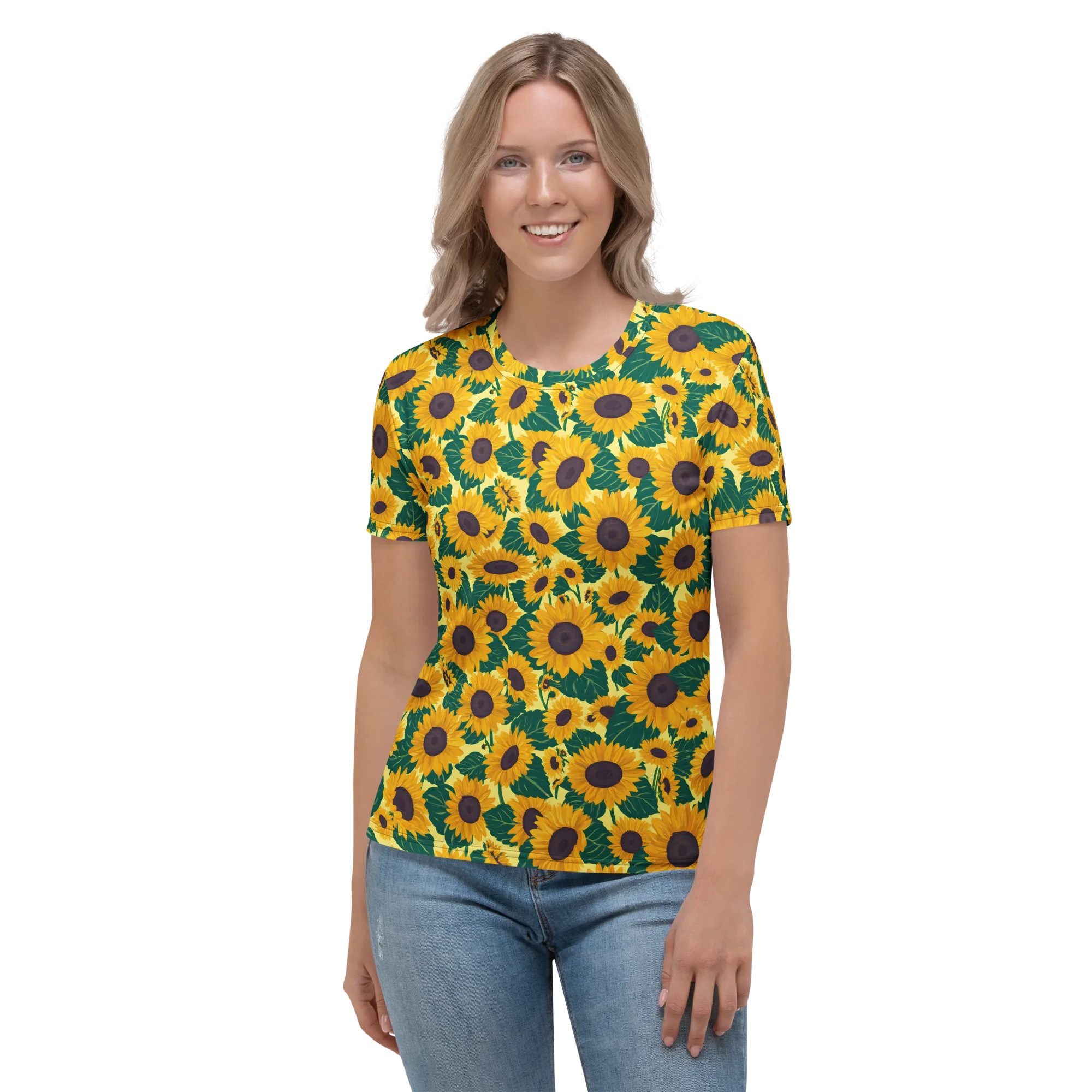 Sunlit Sunflower on Women's Crew Neck T-Shirt — Front