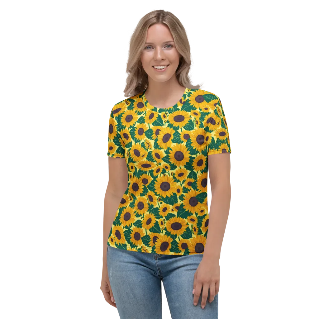 Sunlit Sunflower on Women's Crew Neck T-Shirt — Front