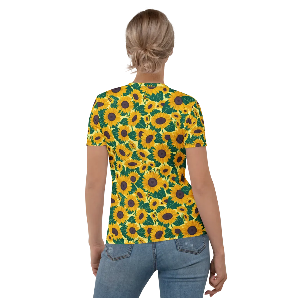 Sunlit Sunflower on Women's Crew Neck T-Shirt — Back