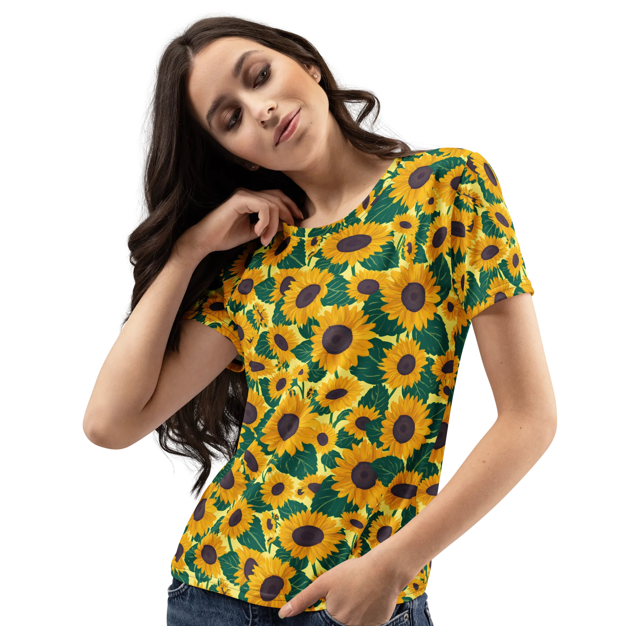 Sunlit Sunflower on Women's Crew Neck T-Shirt — Print file