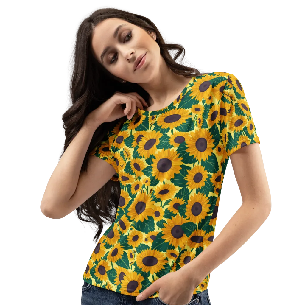 Sunlit Sunflower on Women's Crew Neck T-Shirt — Print file