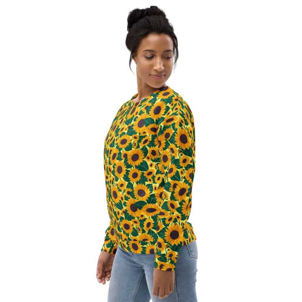 Sunlit Sunflower on Sweatshirt — Left sleeve