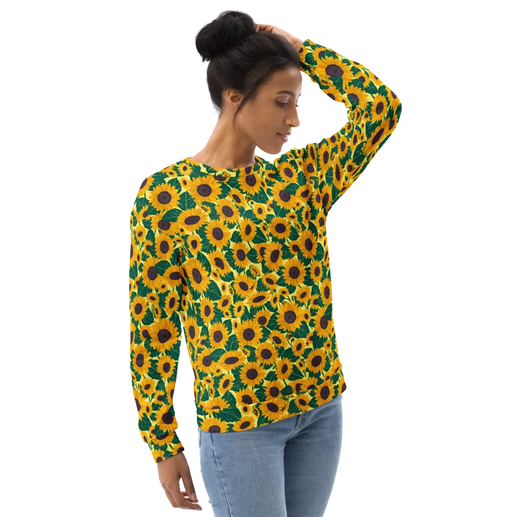 Sunlit Sunflower on Sweatshirt — Right sleeve