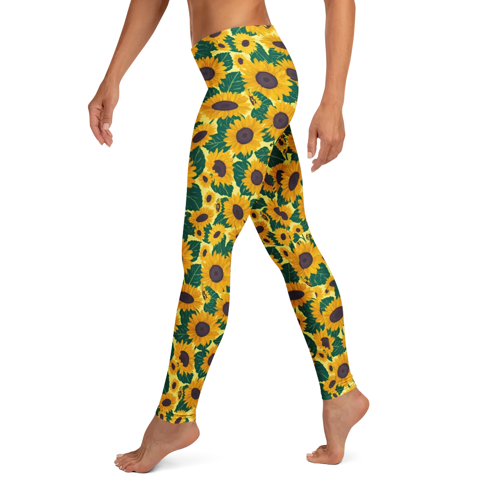 Sunlit Sunflower on Leggings — Left