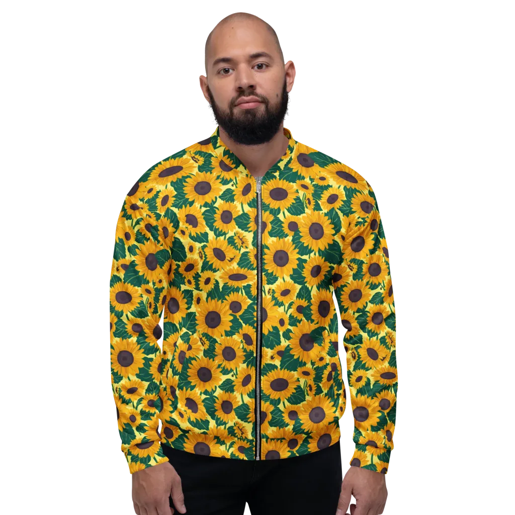 Sunlit Sunflower on Bomber Jacket — Front