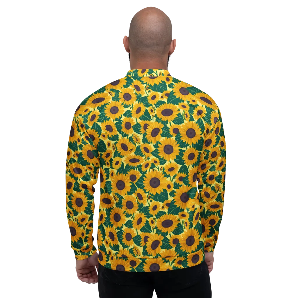 Sunlit Sunflower on Bomber Jacket — Back