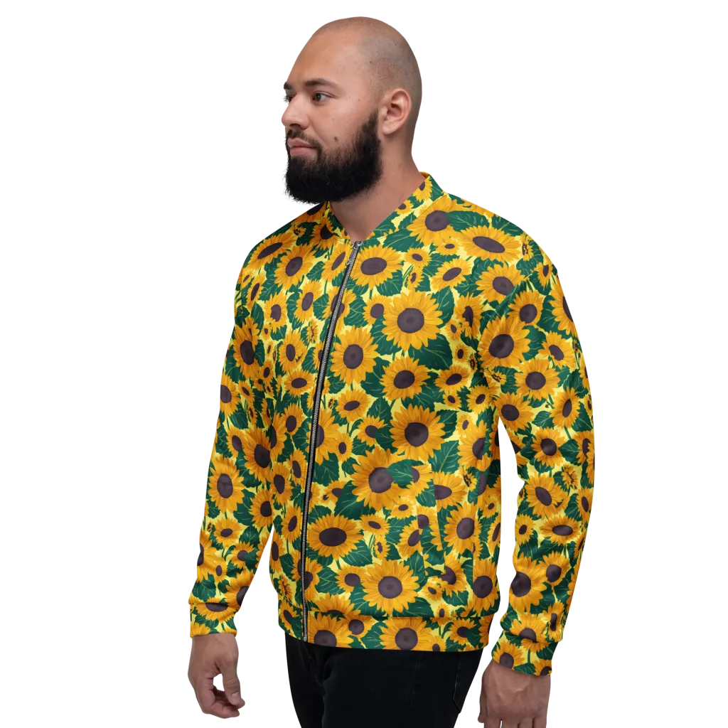 Sunlit Sunflower on Bomber Jacket — Left