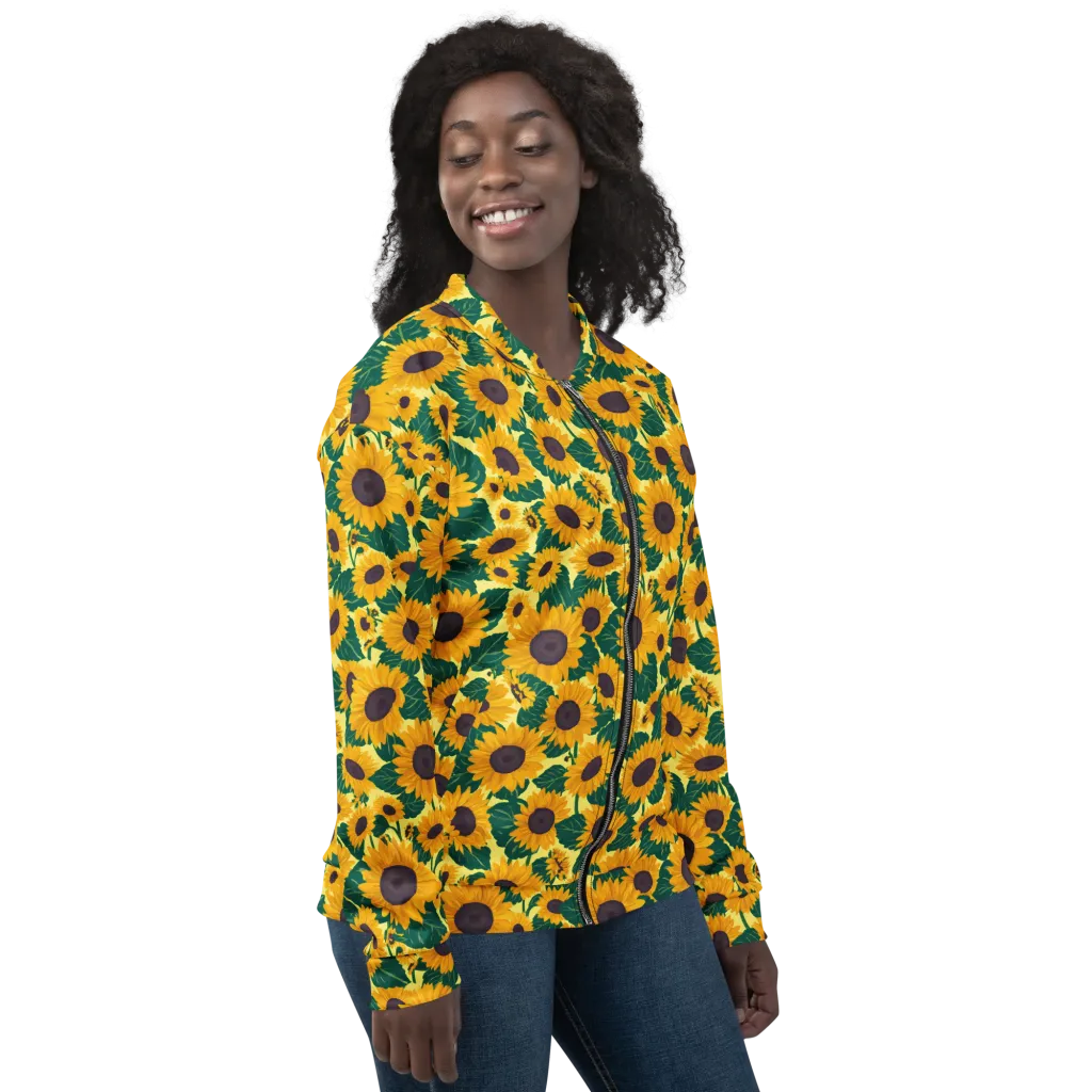Sunlit Sunflower on Bomber Jacket — Right sleeve