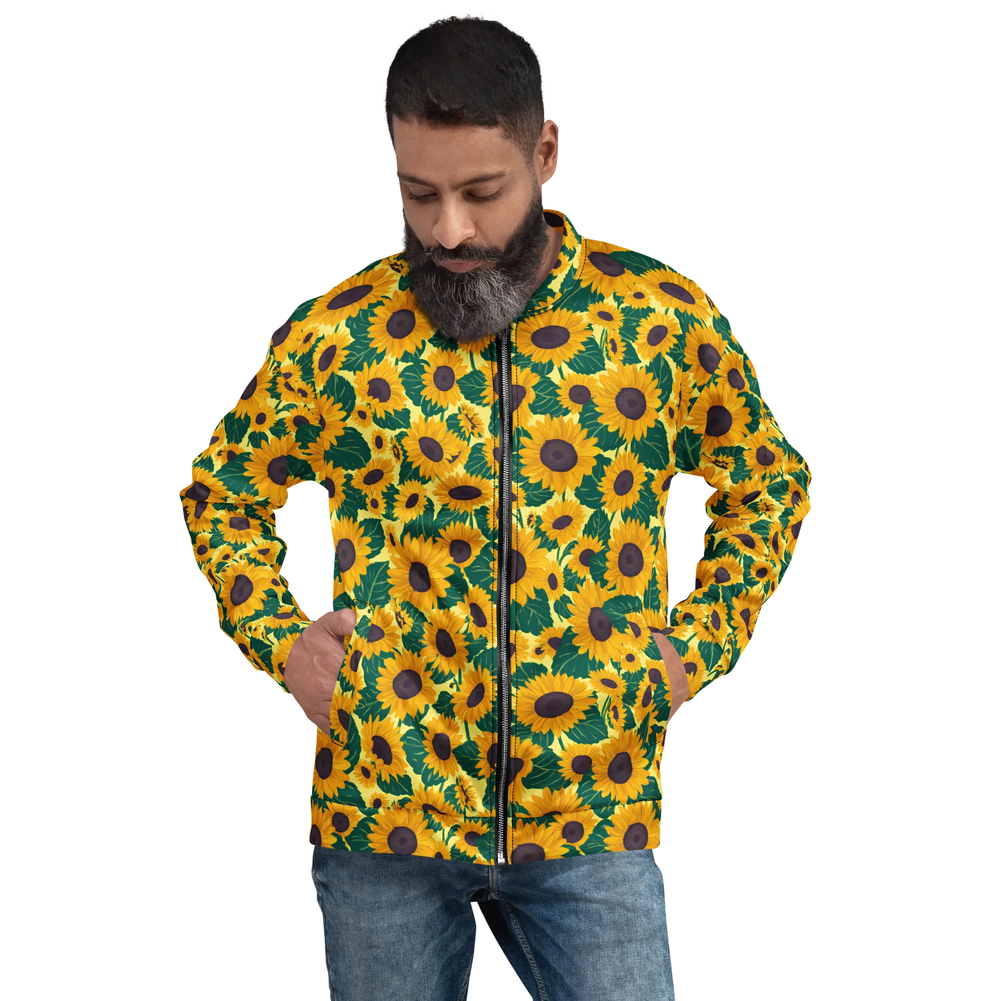 Sunlit Sunflower on Bomber Jacket — Front print