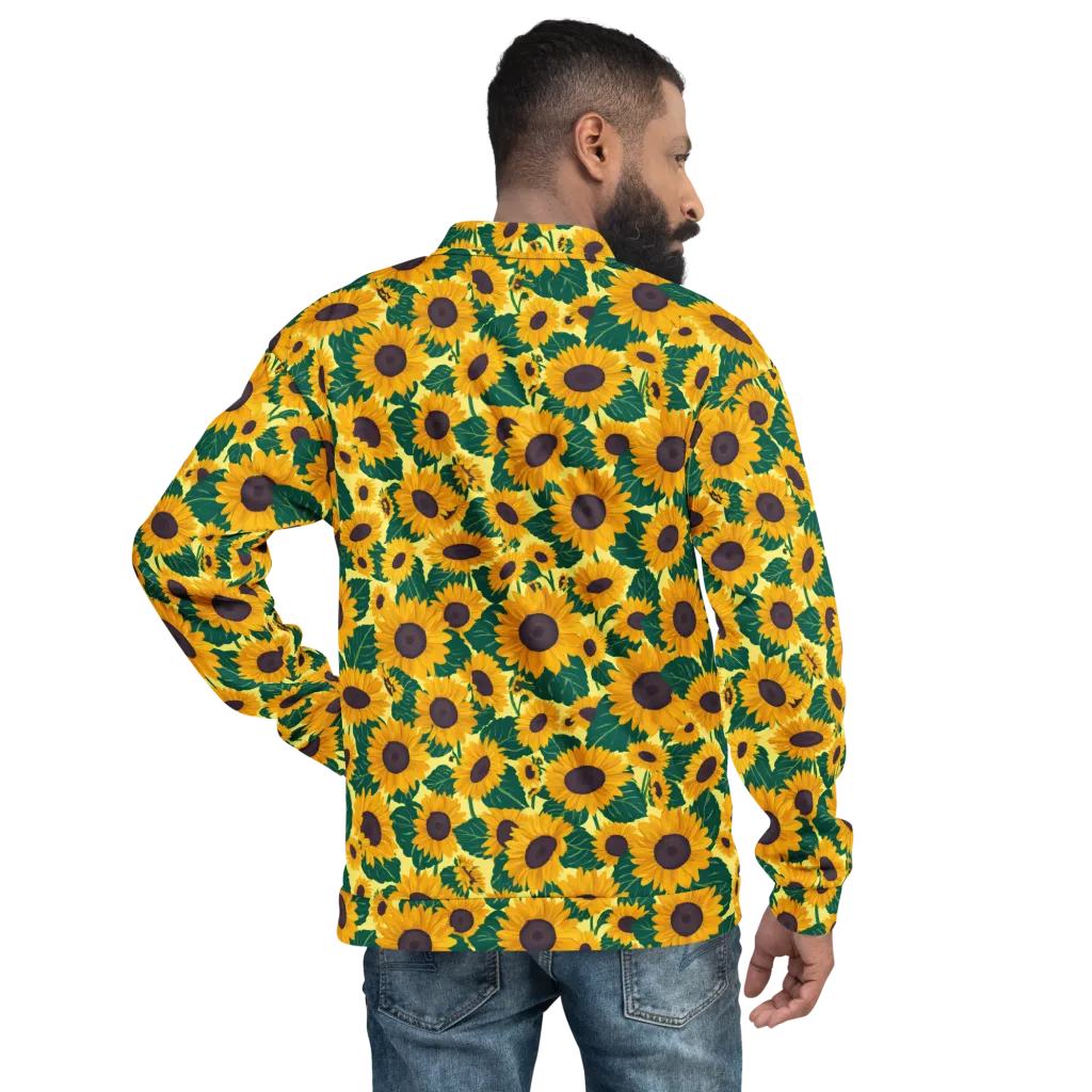 Sunlit Sunflower on Bomber Jacket — Back print