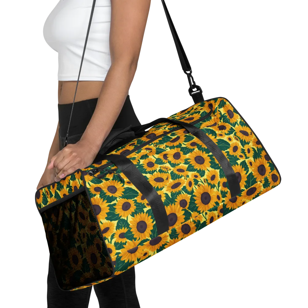 Sunlit Sunflower on Duffle Bag — Front