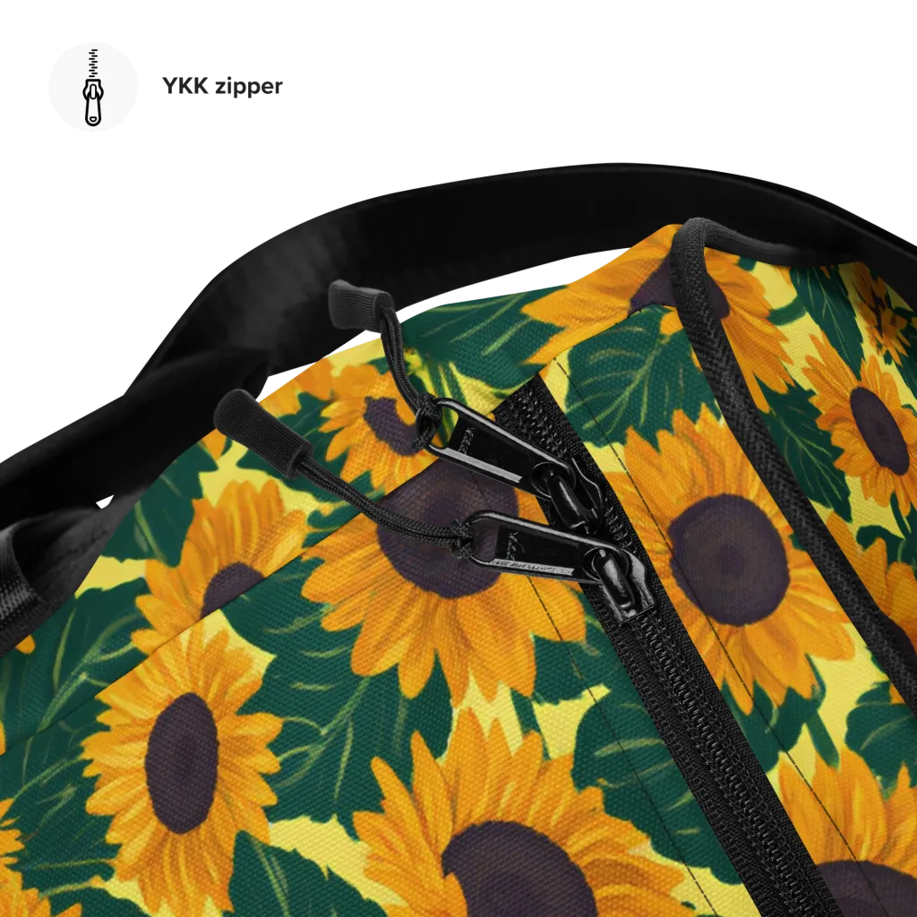 Sunlit Sunflower on Duffle Bag — Front print