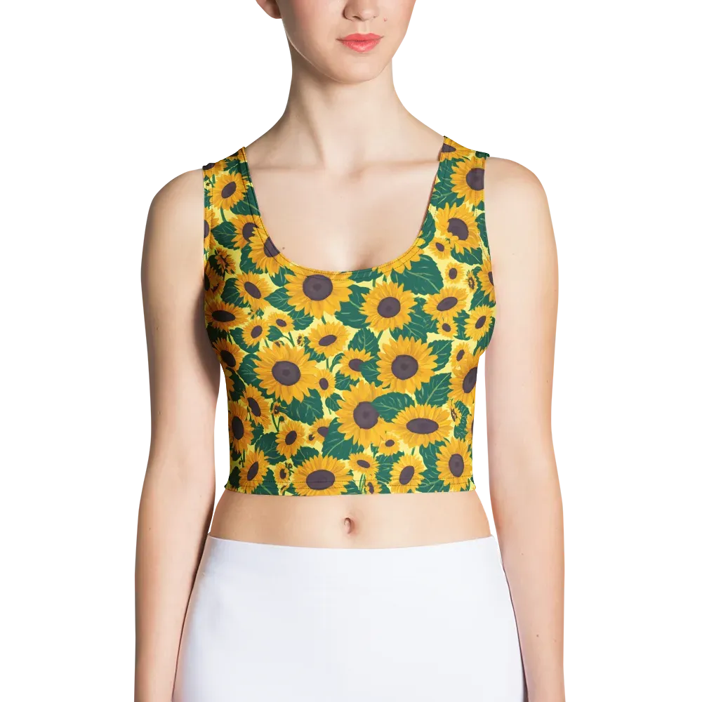Sunlit Sunflower on Crop Top — Front