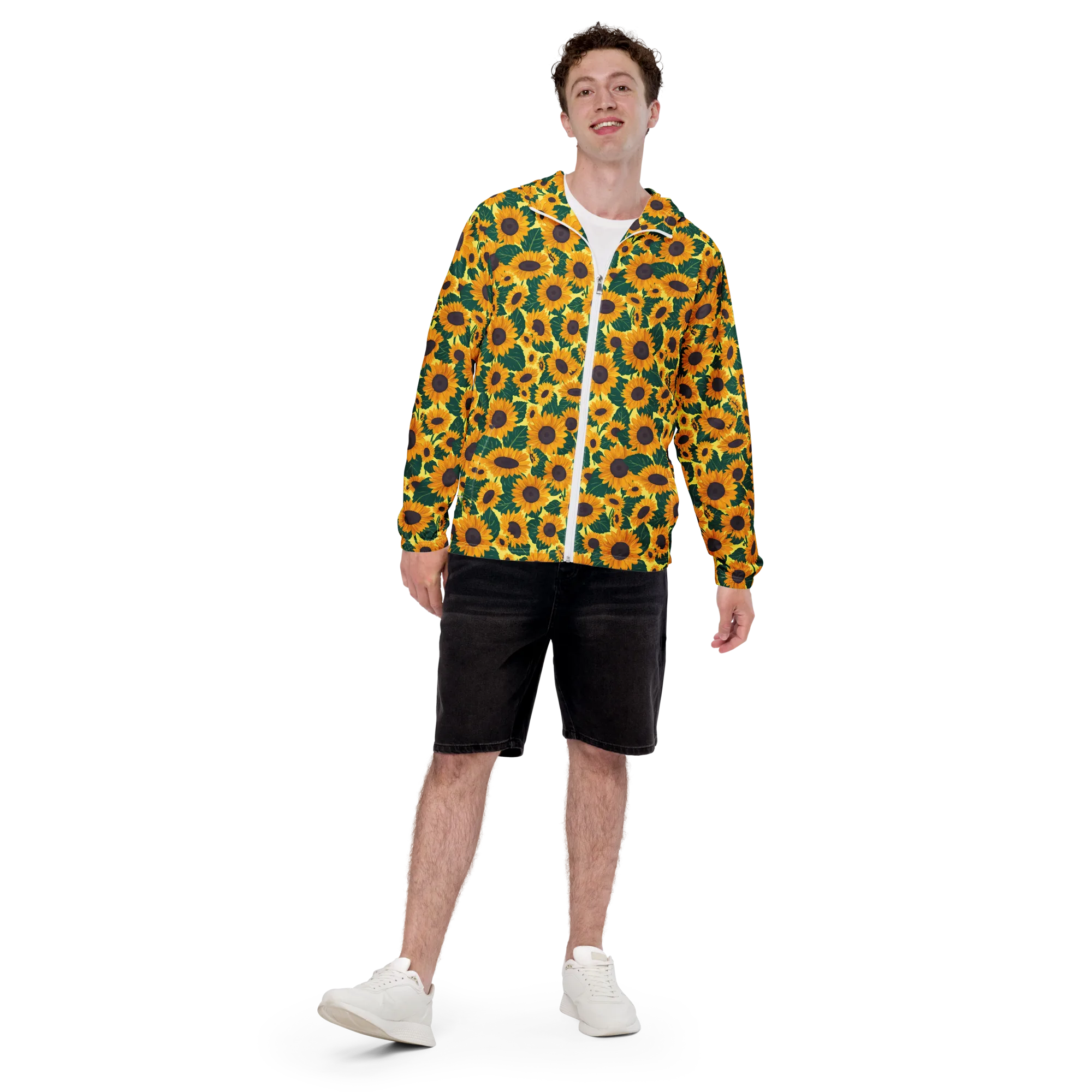 Sunlit Sunflower on Men's Windbreaker — Front print