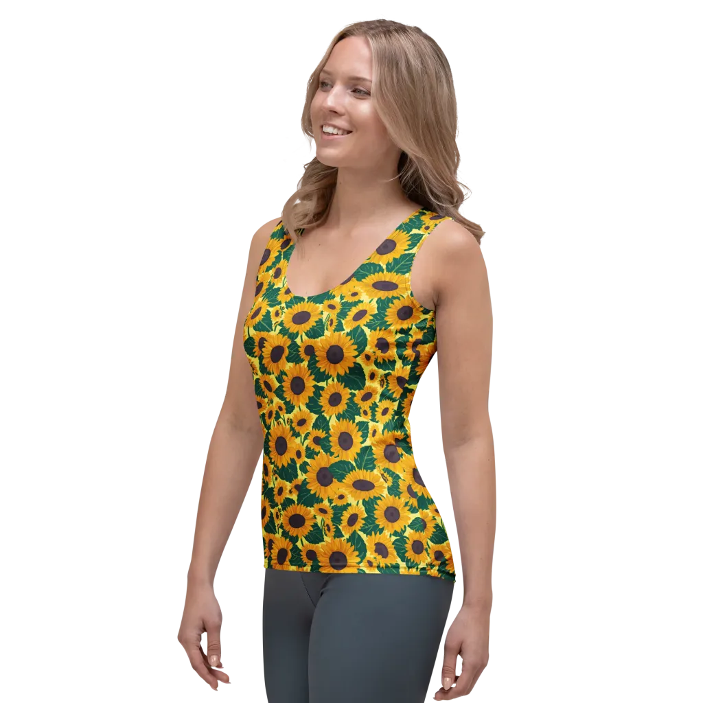Sunlit Sunflower on Women's Tank Top — Left Front