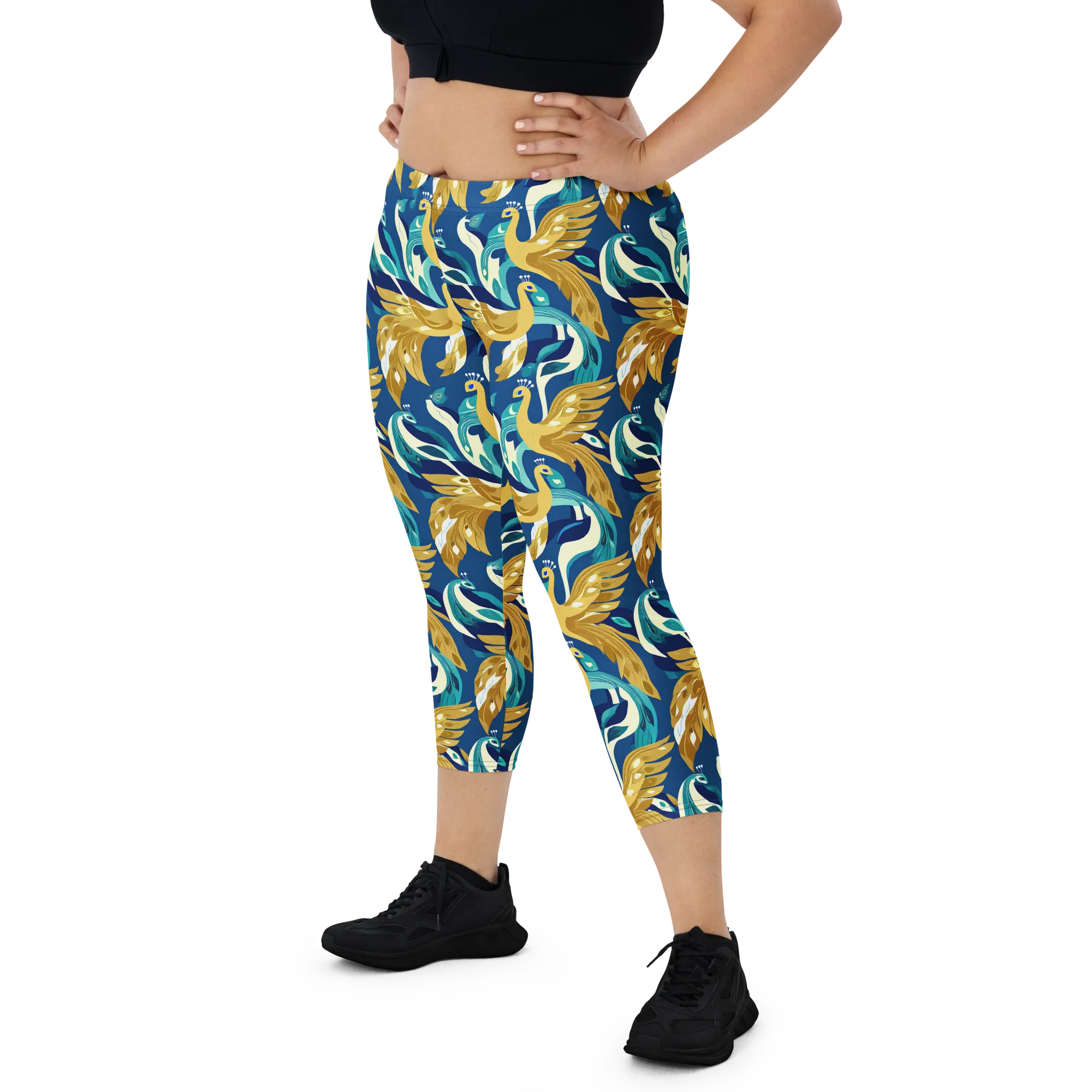 Gilded Peacock Tide on Capri Leggings — Print file