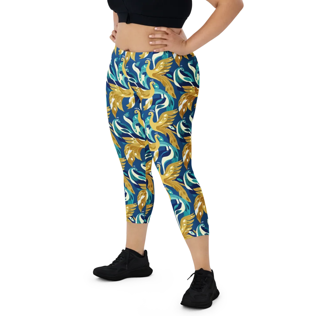 Gilded Peacock Tide on Capri Leggings — Print file