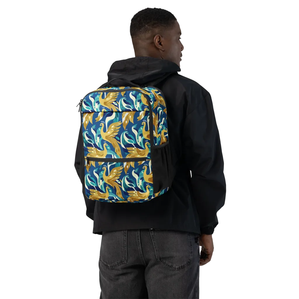 Gilded Peacock Tide on Utility Backpack — Back