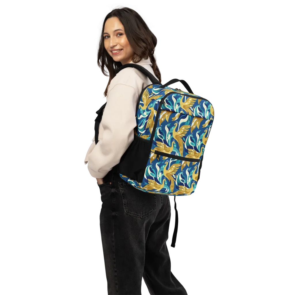 Gilded Peacock Tide on Utility Backpack — Top print