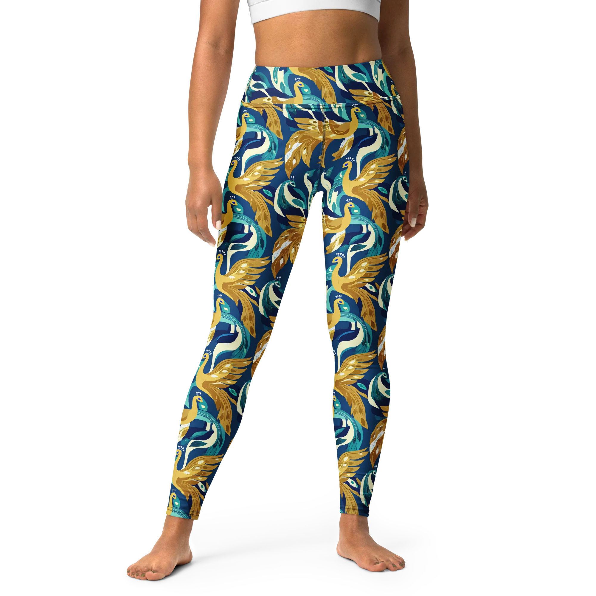 Gilded Peacock Tide on Yoga Leggings — Print file