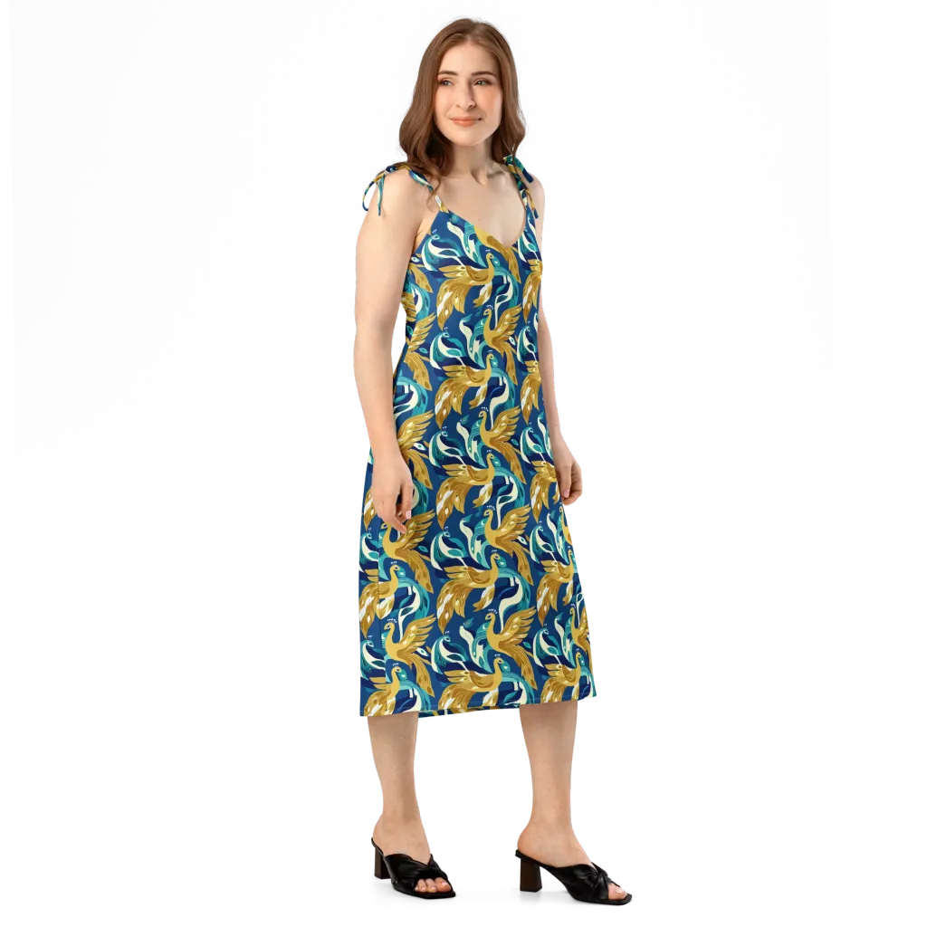 Gilded Peacock Tide on Slip Dress — Right Front