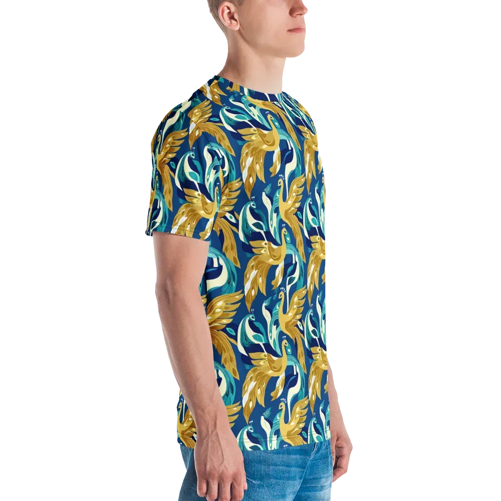 Gilded Peacock Tide on Men's Crew Neck T-Shirt — Right