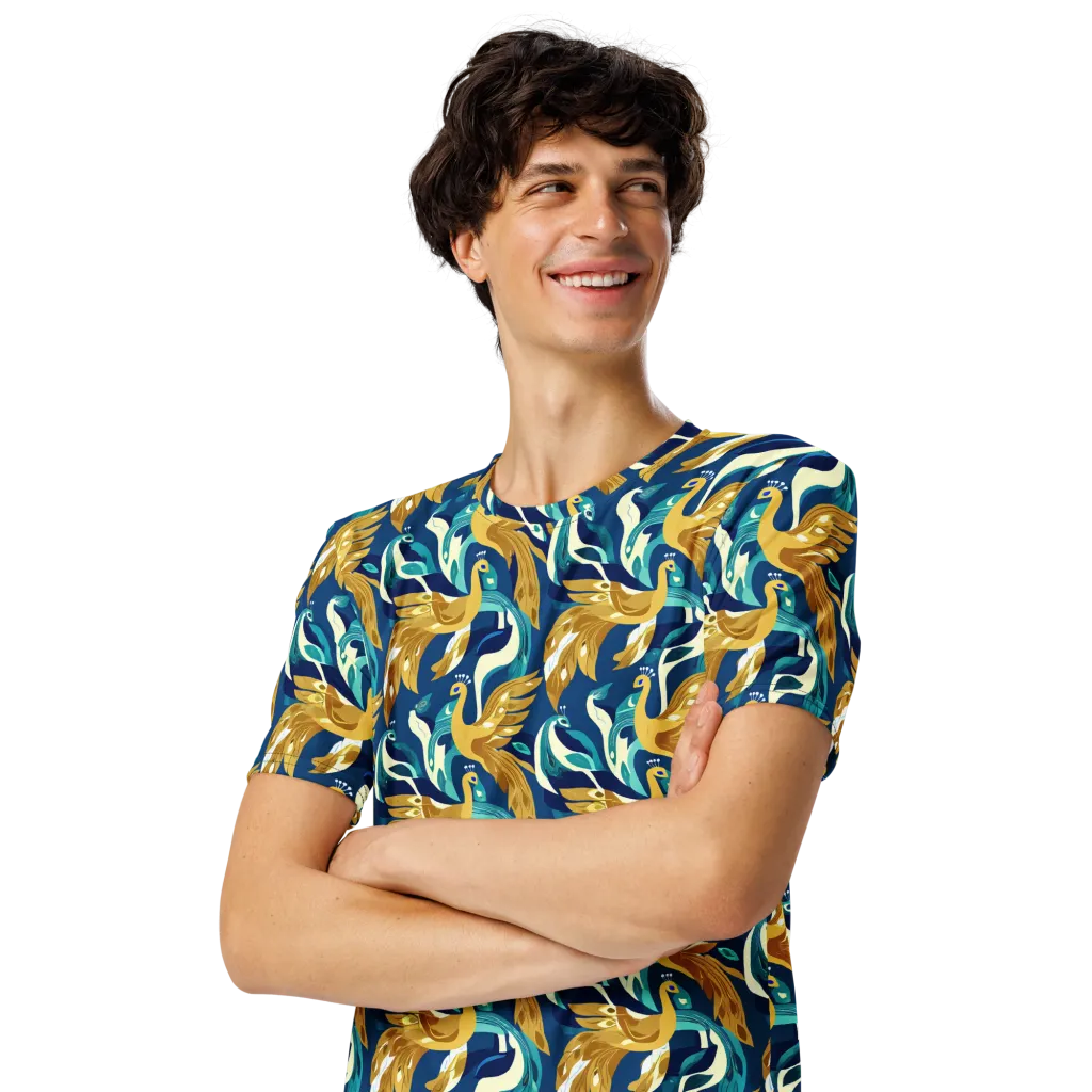 Gilded Peacock Tide on Men's Crew Neck T-Shirt — Front print