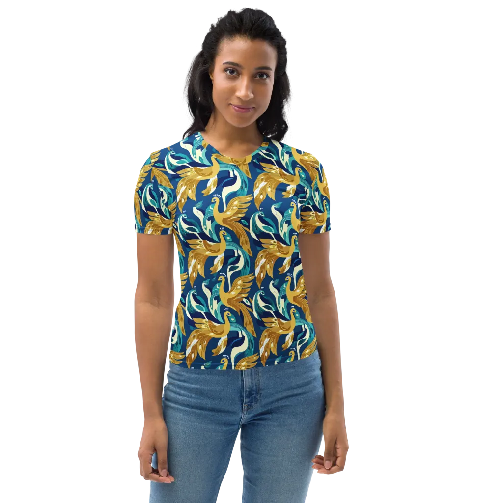 Gilded Peacock Tide on Women's Crew Neck T-Shirt — Print file