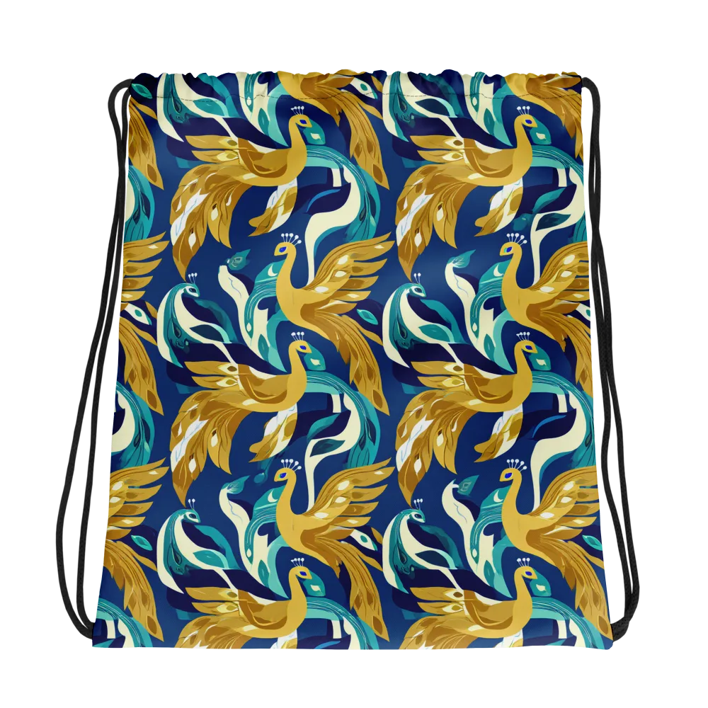Gilded Peacock Tide on Drawstring Bag — Mockup