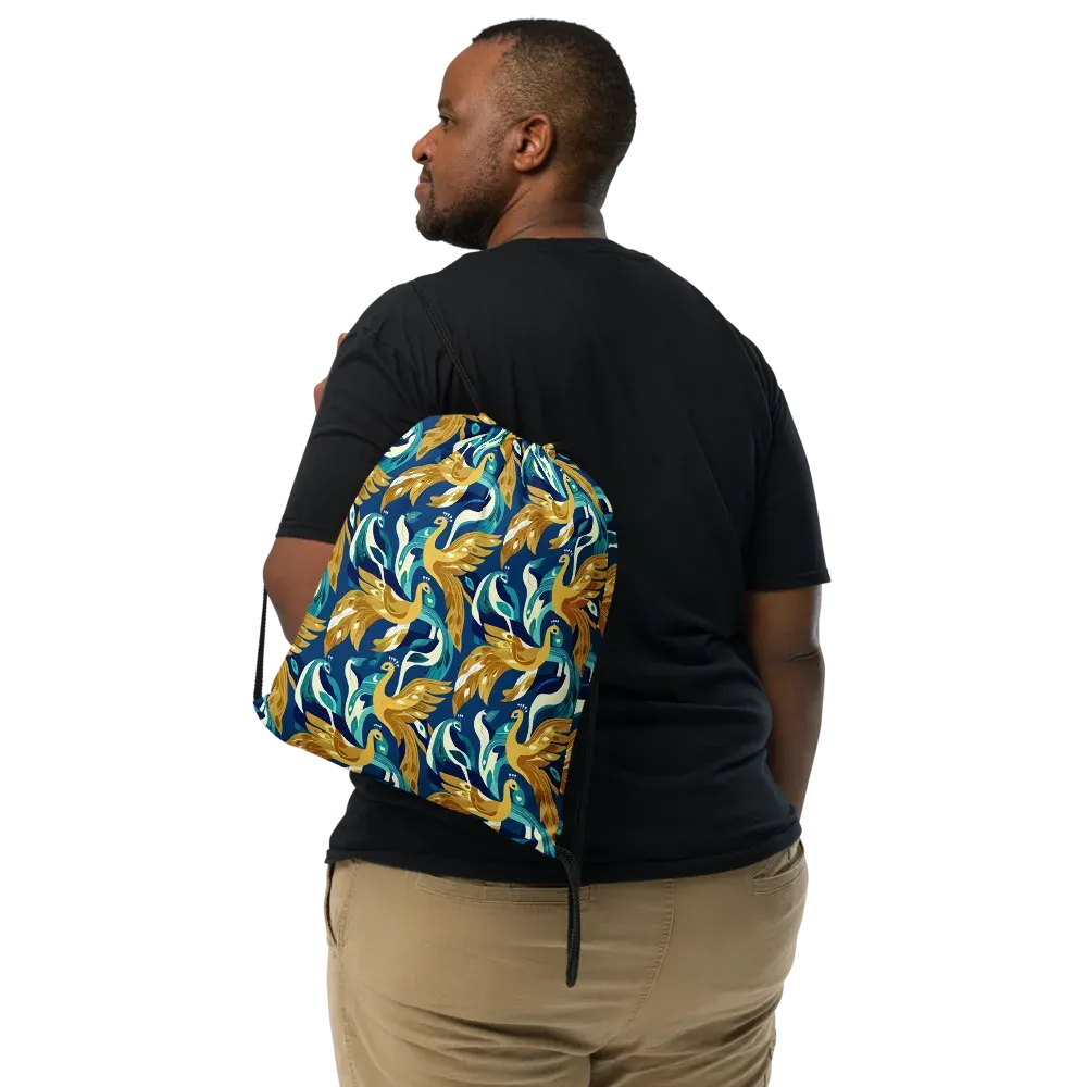 Gilded Peacock Tide on Drawstring Bag — Print file