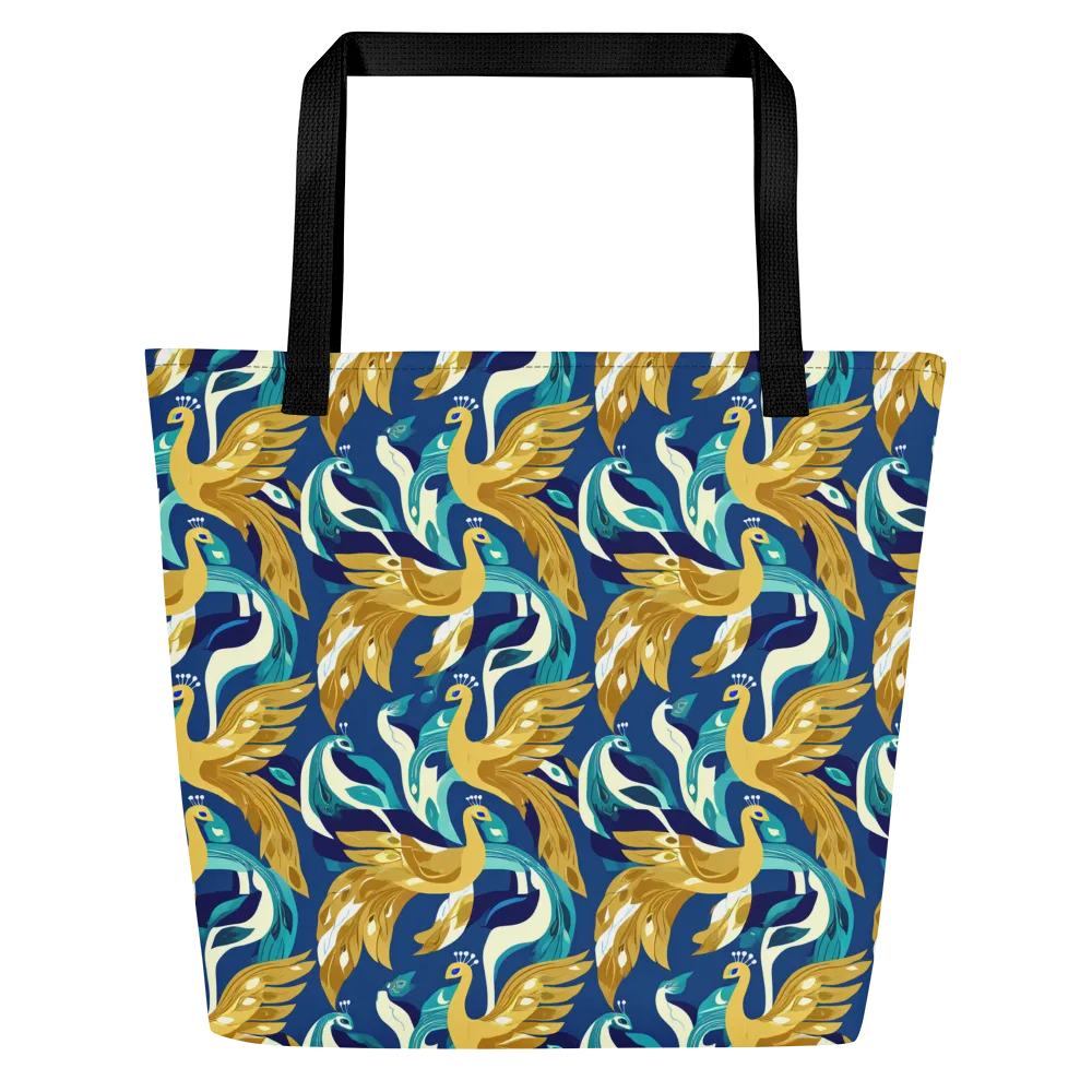 Gilded Peacock Tide on Large Tote Bag W/ Pocket — Front
