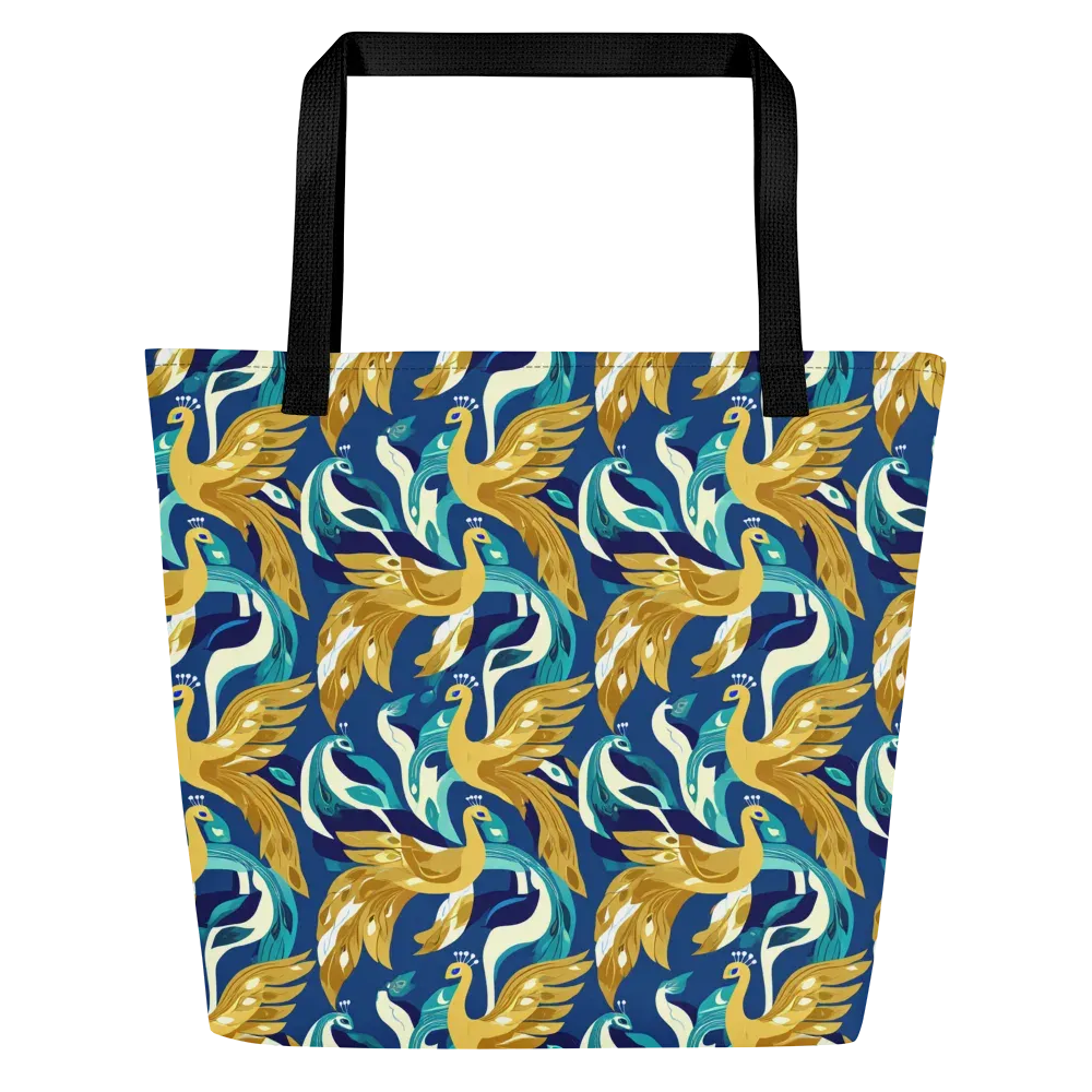 Gilded Peacock Tide on Large Tote Bag W/ Pocket — Front