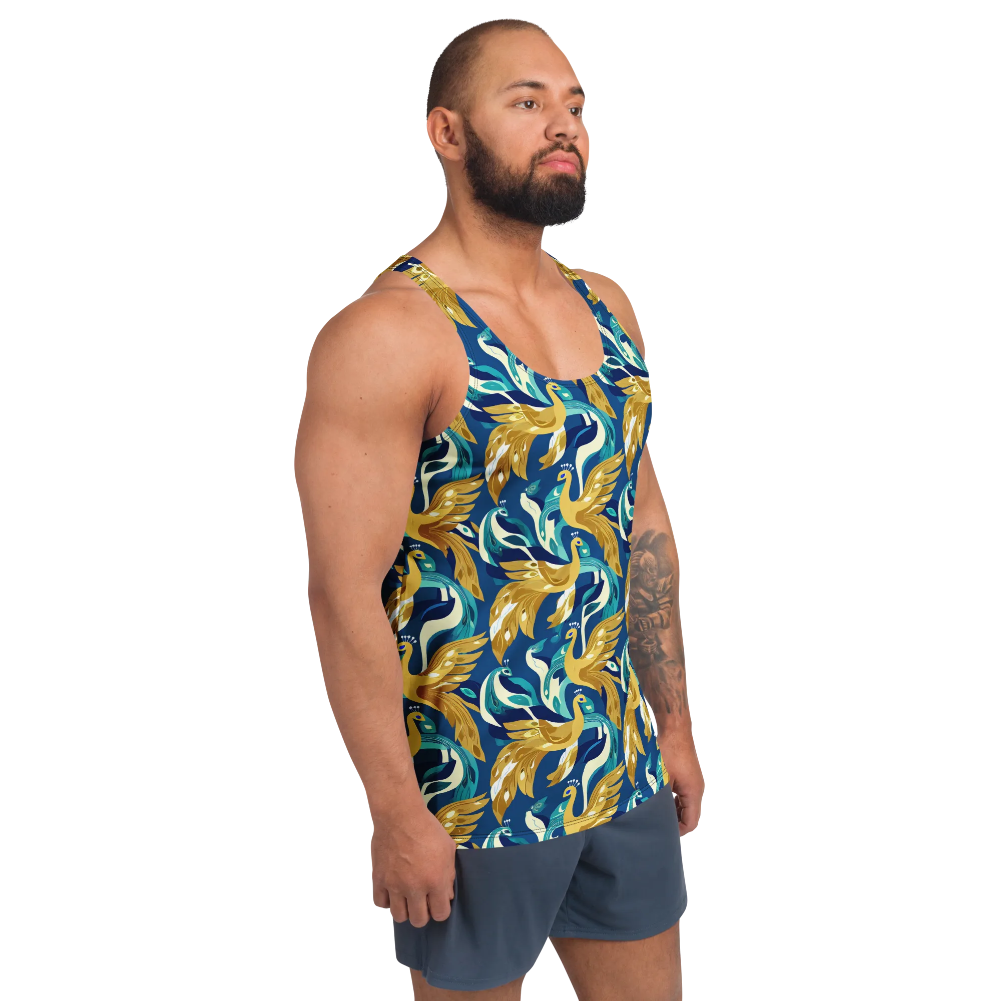 Gilded Peacock Tide on Men's Tank Top — Front print