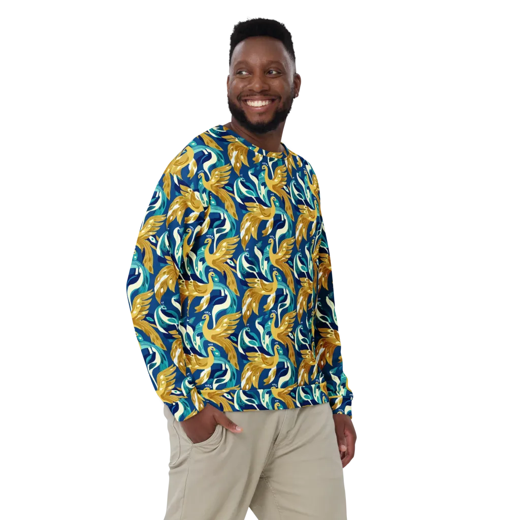 Gilded Peacock Tide on Sweatshirt — Front print