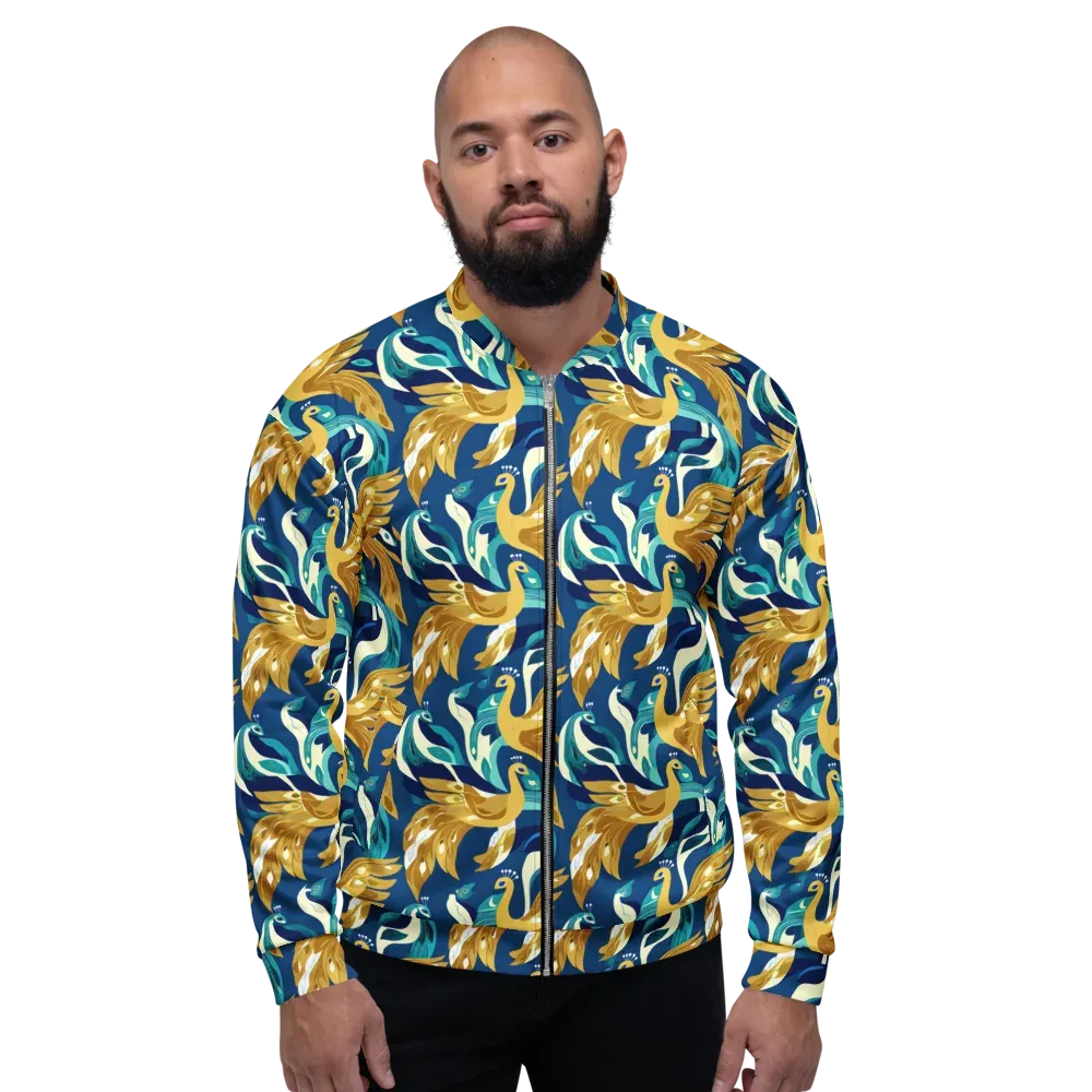 Gilded Peacock Tide on Bomber Jacket — Front