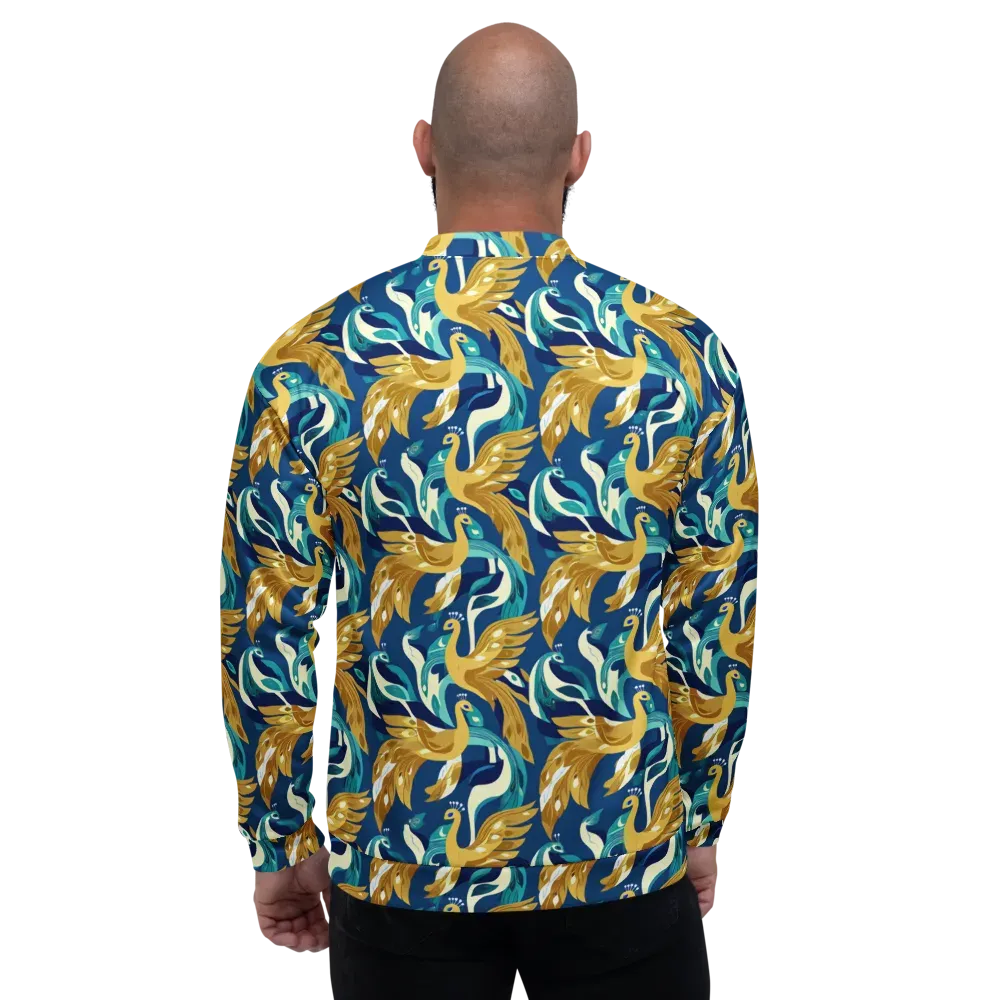 Gilded Peacock Tide on Bomber Jacket — Back