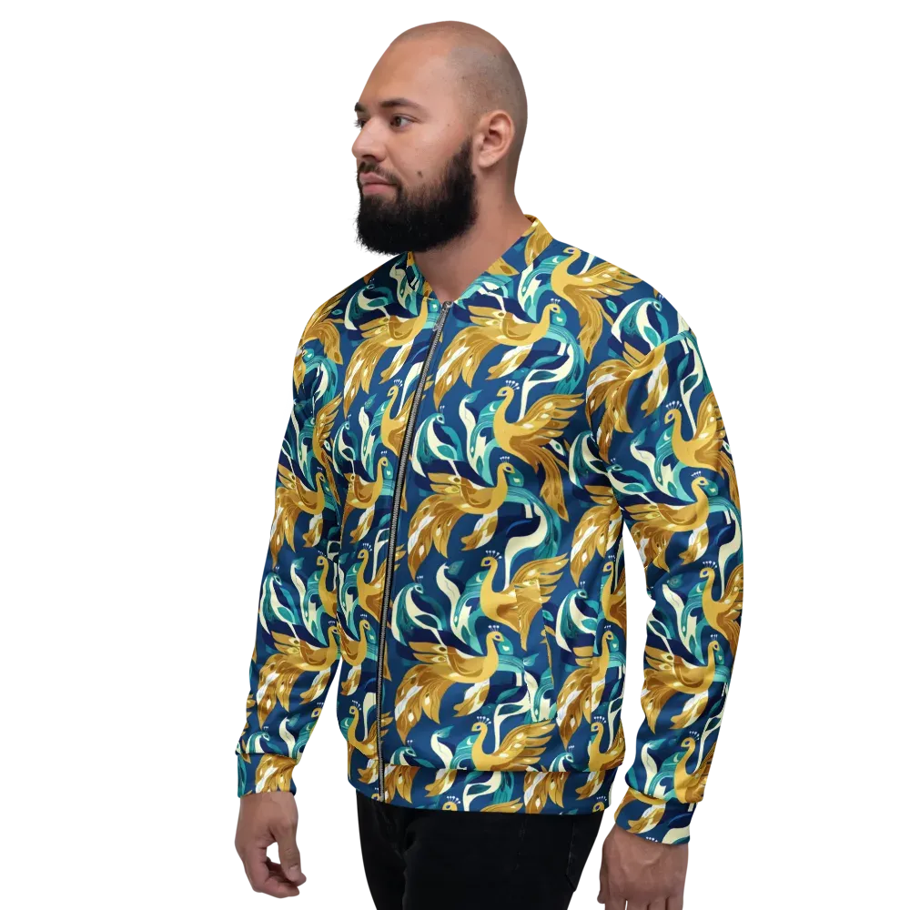 Gilded Peacock Tide on Bomber Jacket — Left