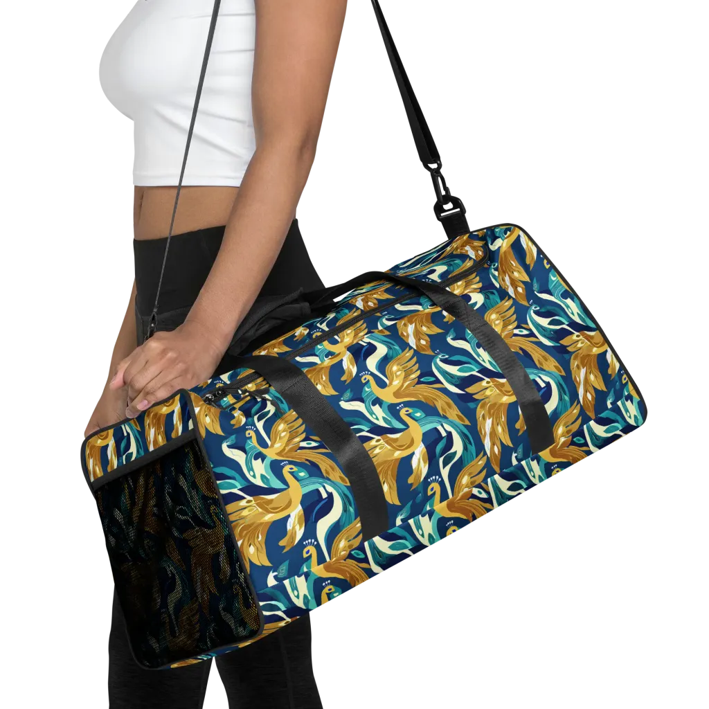 Gilded Peacock Tide on Duffle Bag — Front