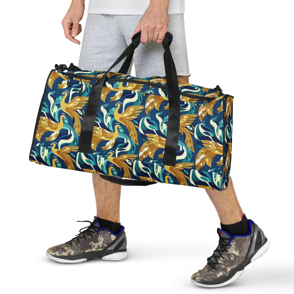 Gilded Peacock Tide on Duffle Bag — Front print